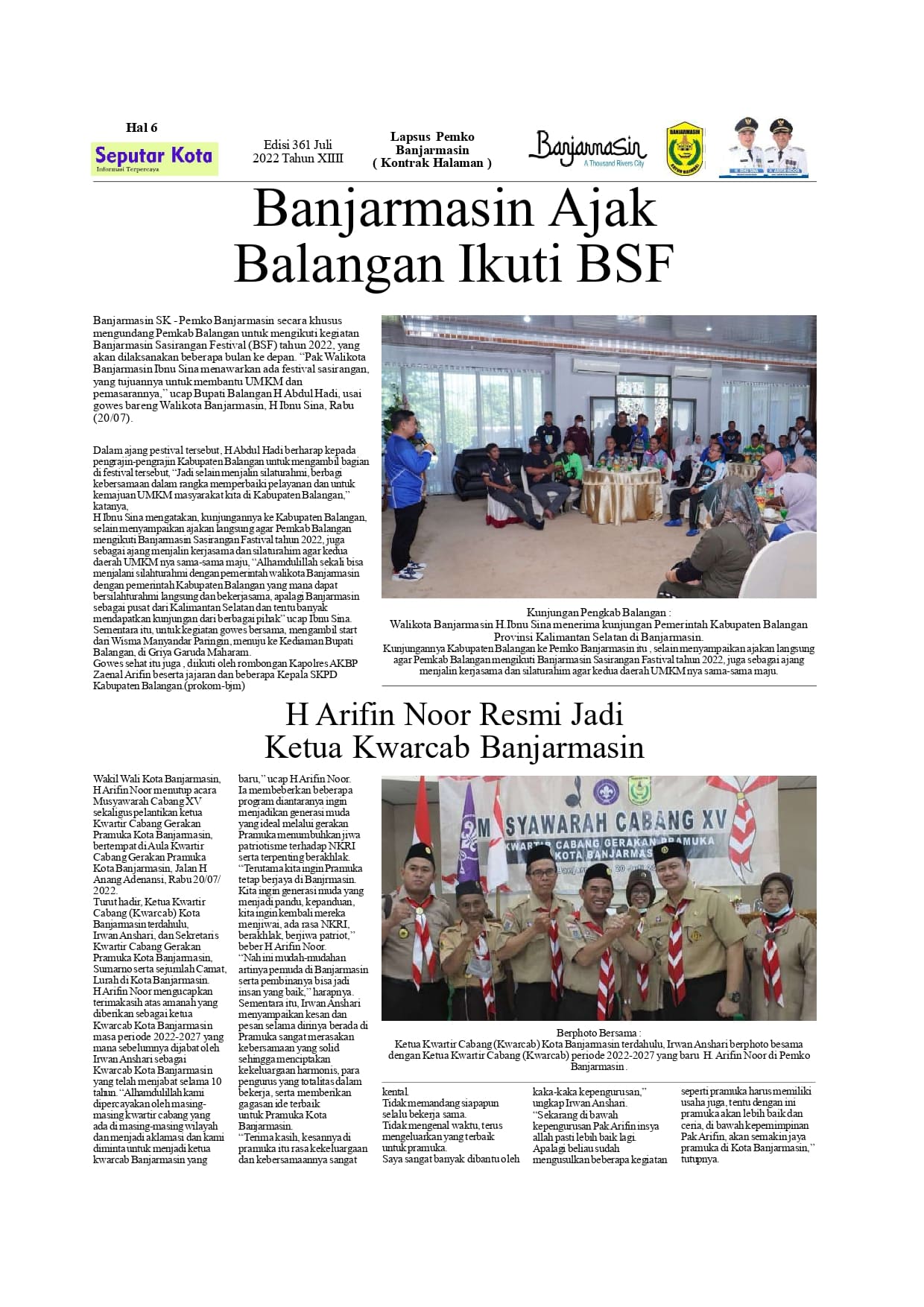 Seputar Kota  Hal6 Juli 2022 Bln ke  2