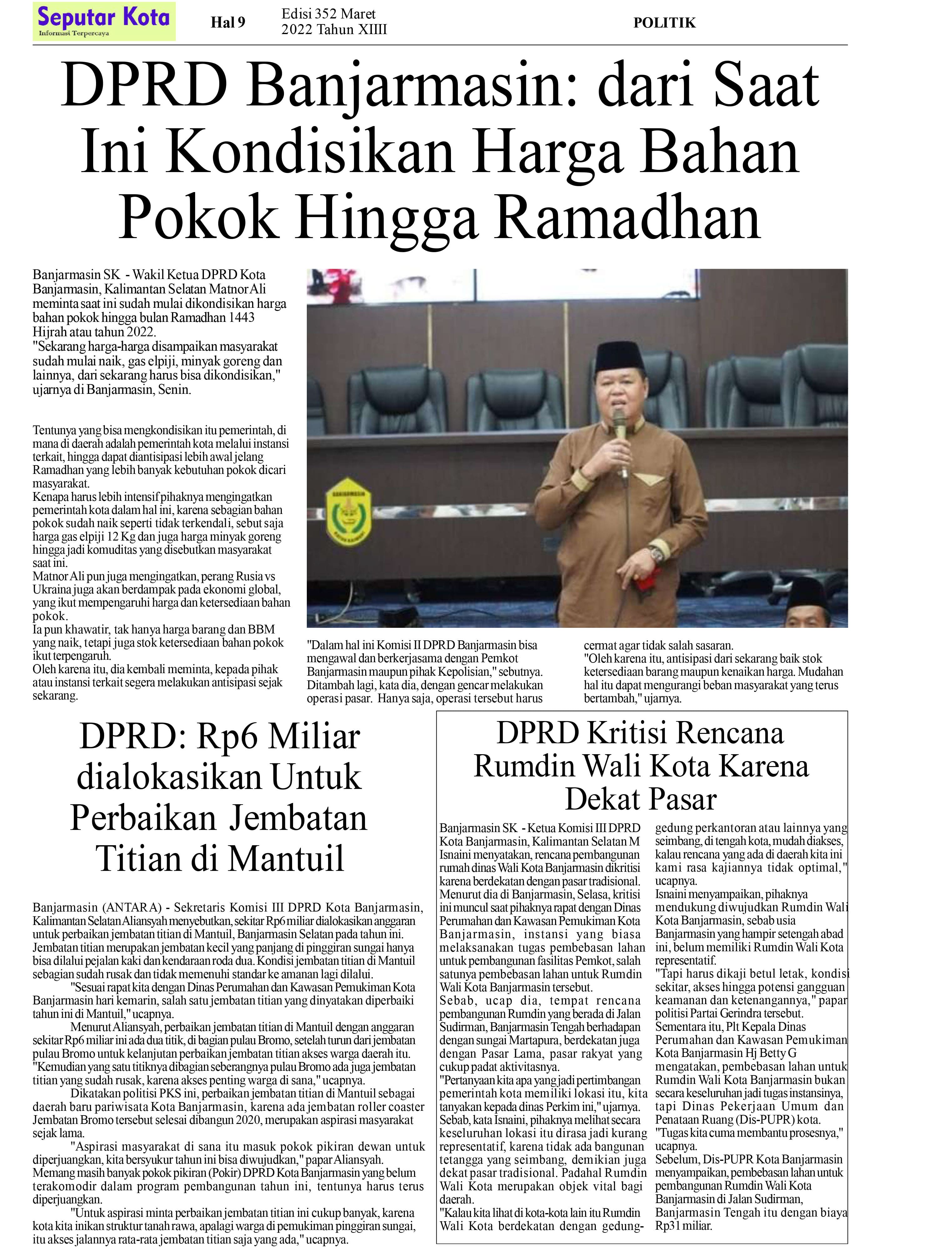 SEPUTAR KOTA HAL 9 MARET 2022