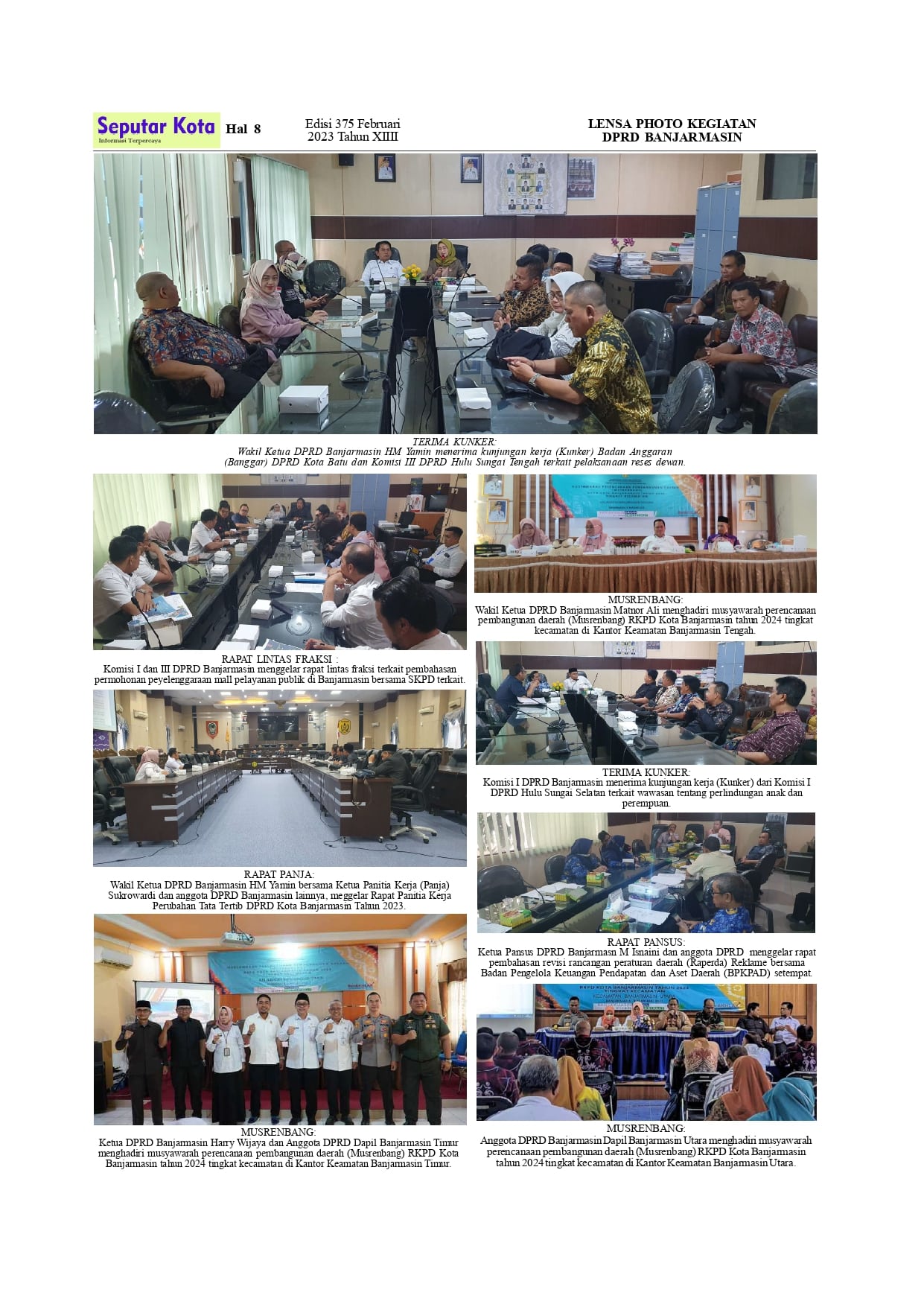 Lensa Poto Kegiatan DPRD Banjarmasin Bulan Februari 2023 di SKM.Seputar Kota
