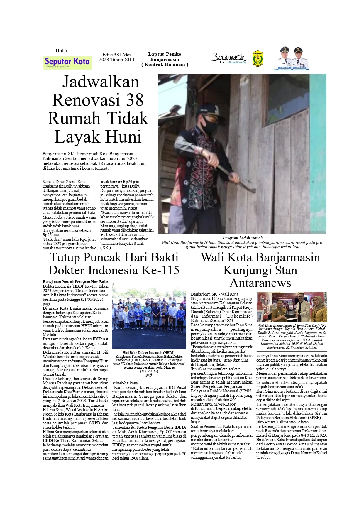 Kontrak Halaman Pemko Banjarmasin Bulan Mei ke 2 di SKM.Seputar Kota edisi 381 Tahun 2023